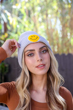 Load image into Gallery viewer, Smiley Face Ribbed Beanie: Black
