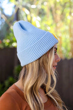 Load image into Gallery viewer, Smiley Face Ribbed Beanie: Lavender
