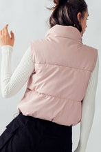 Load image into Gallery viewer, STAND COLLAR RELAXED CROPPED PUFFER VEST: BLACK / S-2/M-2/L-2
