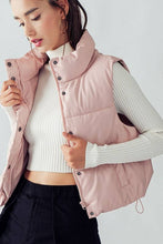 Load image into Gallery viewer, STAND COLLAR RELAXED CROPPED PUFFER VEST: CREAM / S-2/M-2/L-2
