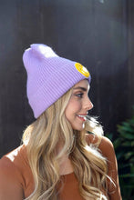 Load image into Gallery viewer, Smiley Face Ribbed Beanie: Pink
