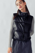 Load image into Gallery viewer, STAND COLLAR RELAXED CROPPED PUFFER VEST: BLACK / S-2/M-2/L-2
