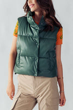 Load image into Gallery viewer, STAND COLLAR RELAXED CROPPED PUFFER VEST: CREAM / S-2/M-2/L-2

