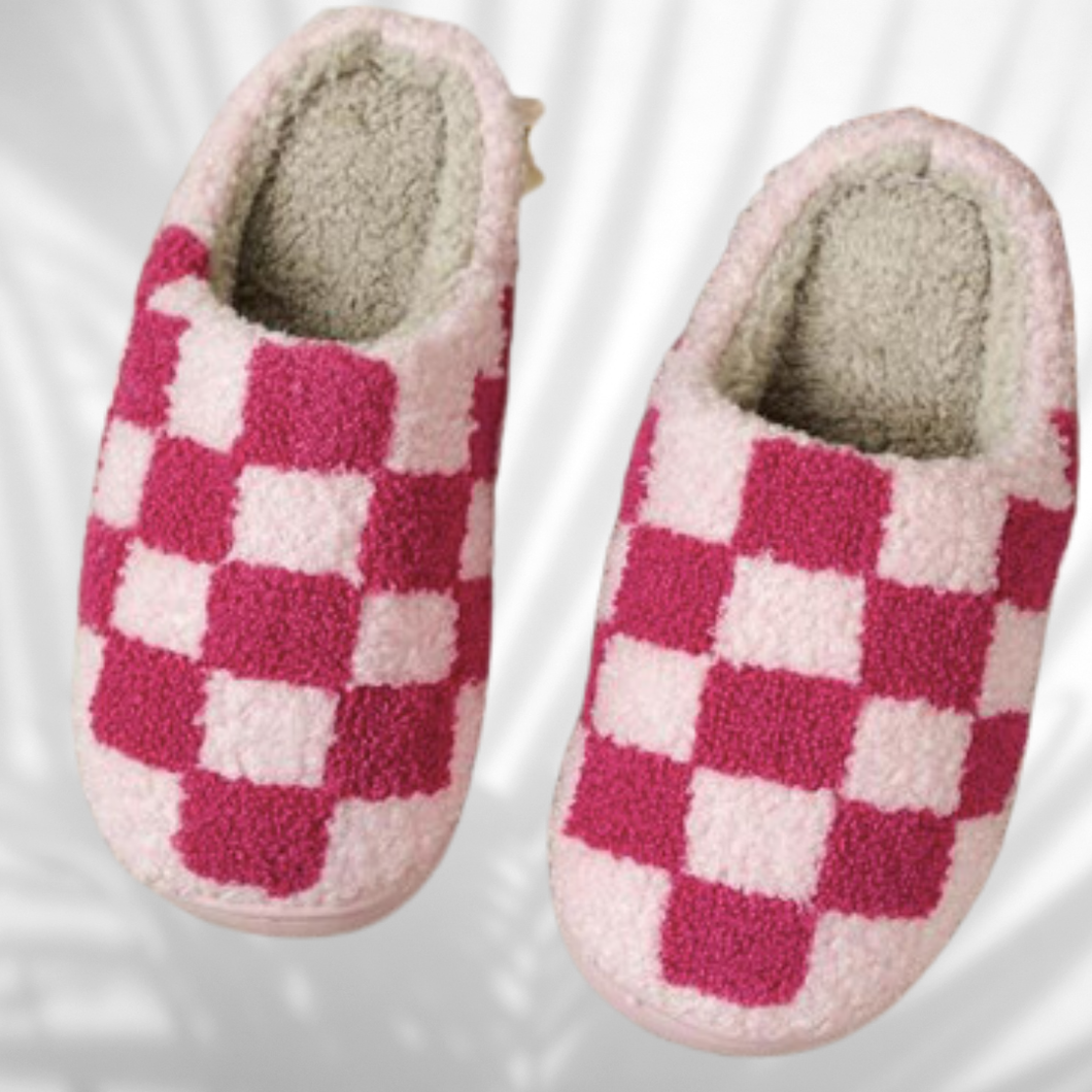 Pink White Check Slippers Barbie Back to School Chrismas