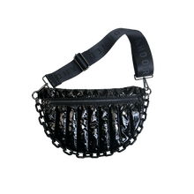 Load image into Gallery viewer, Reese Quilted Sling/Waist Bag w/Black Resin Chain &amp; 2&quot; Solid: BLACK
